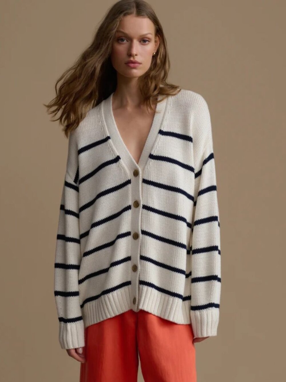 NWT Jenni Kayne Chloe Cardigan in Ivory/Navy Stripe - Size XS